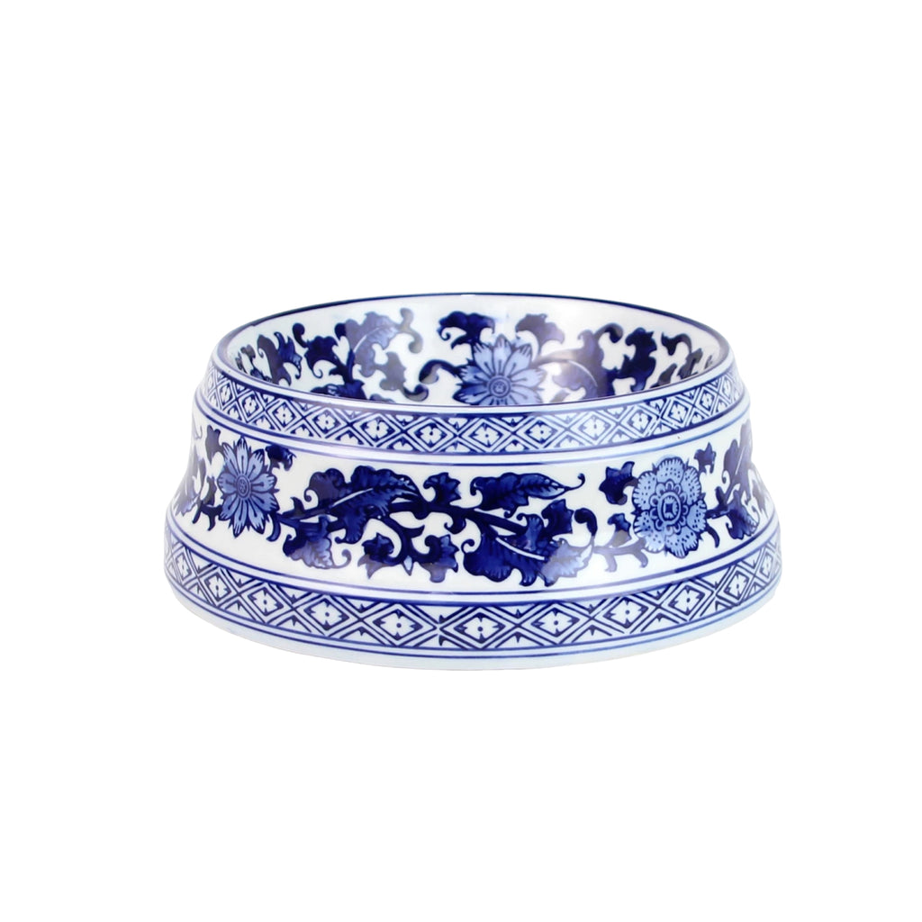 Glazy Blue and White Hand Painted Porcelain Cat/Dog Pet Bowl