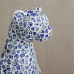 Blue Porcelain Mosaic Sentinel Jaguar Decor