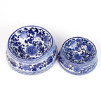 Glazy Blue and White Hand Painted Porcelain Cat/Dog Pet Bowl