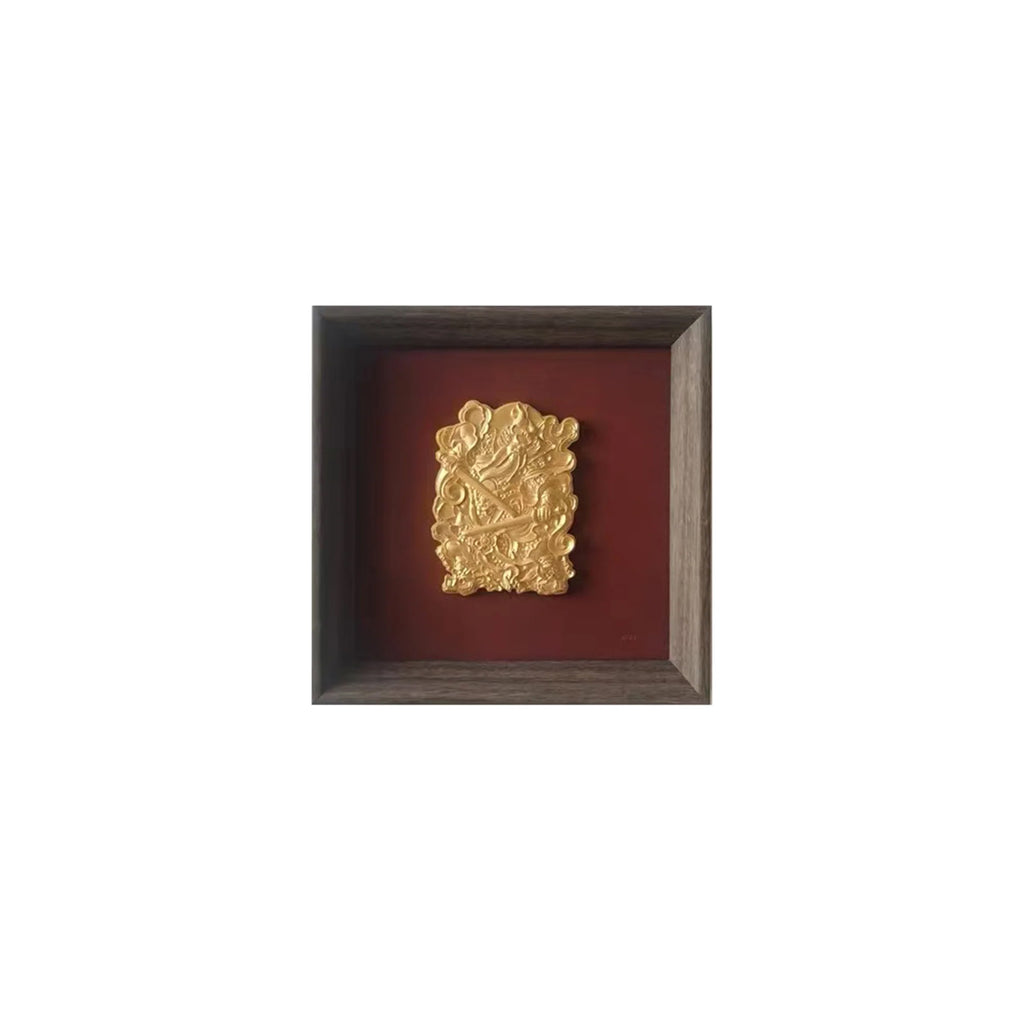 Asian-Inspired Golden Relief Framed Wall Art 215x215