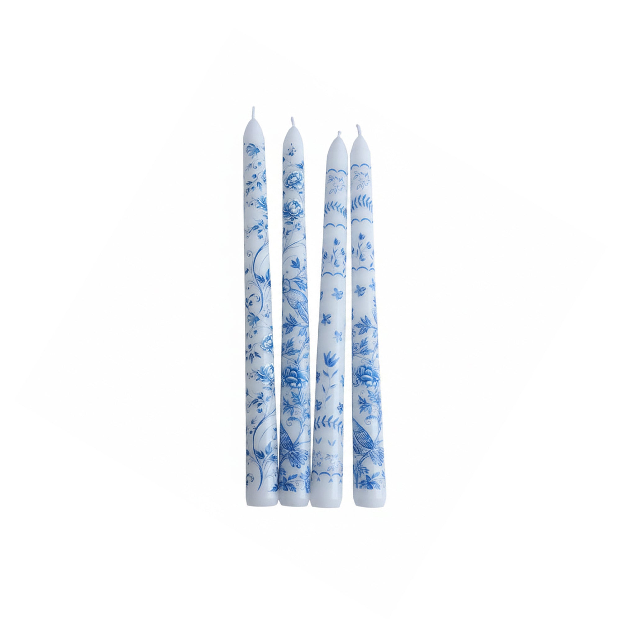 Blue Porcelain Taper Candle Set – 8pcs / 4 Designs