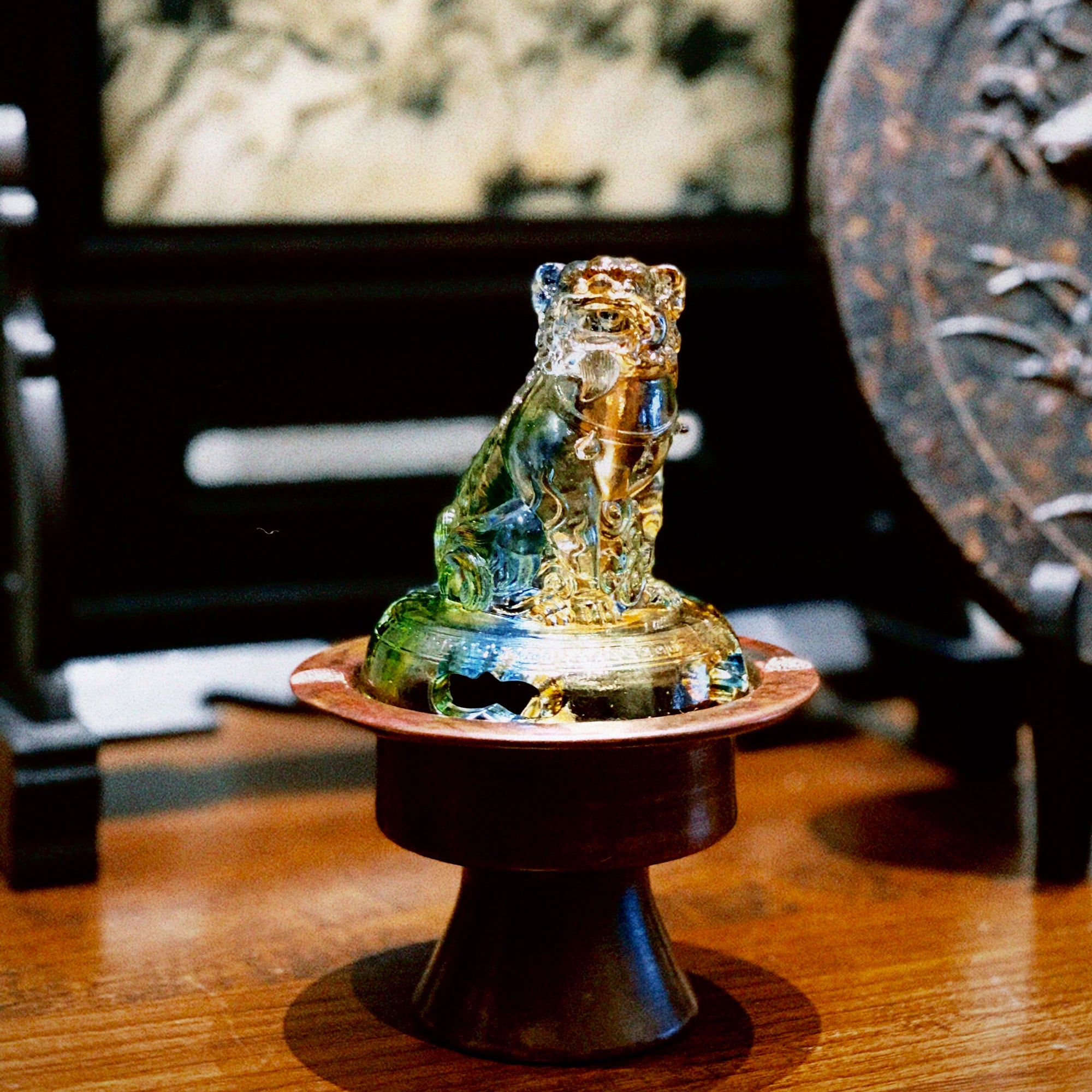 Guardian Lion Glass Incense Burner