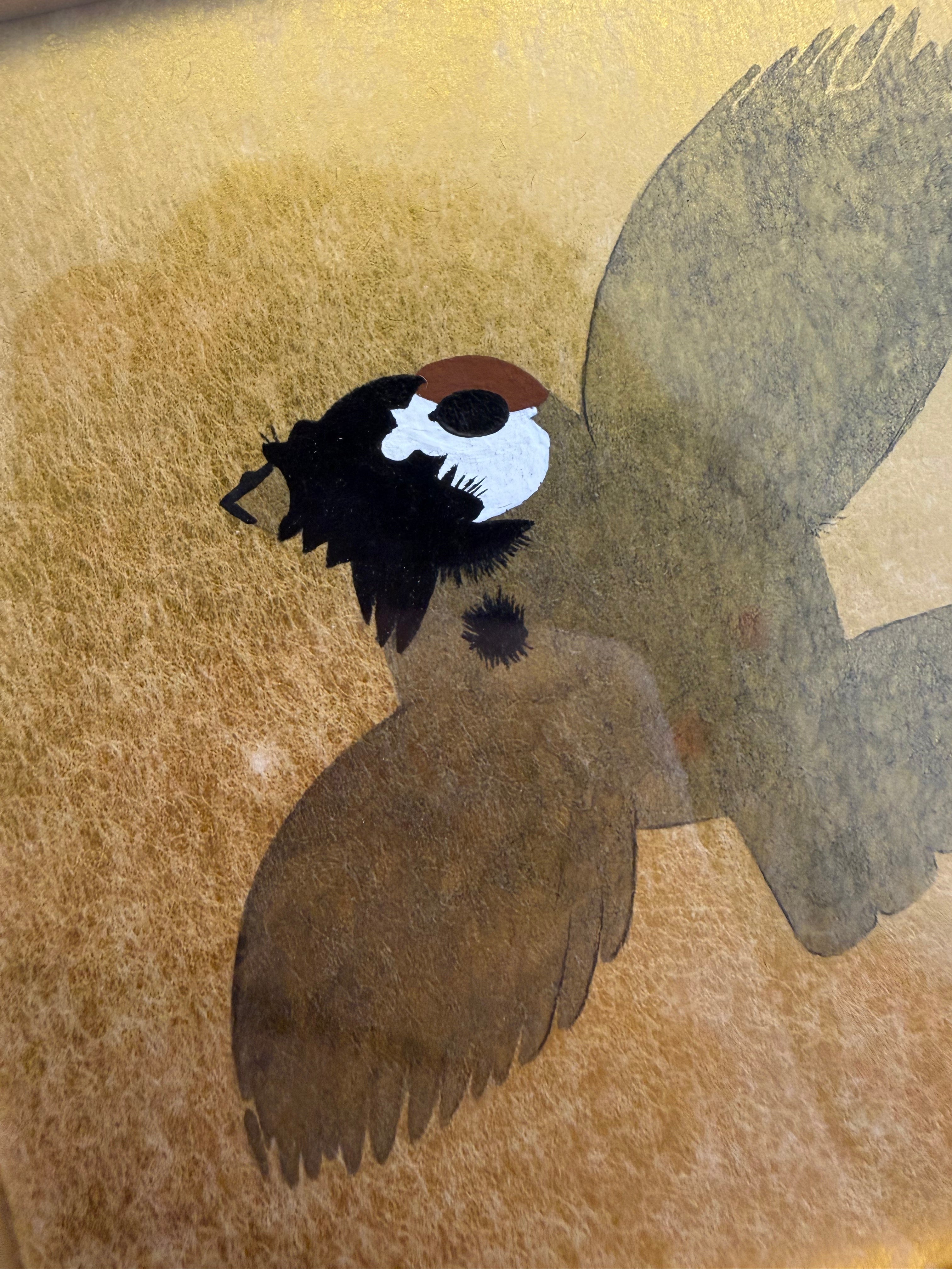 Golden Blessing Auspicious Bird Hand Painted Wall Art  270x270