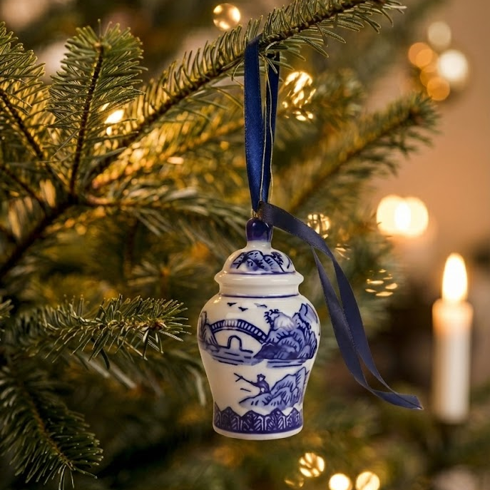 Blue and white porcelain jar - Christmas Tree Ornament