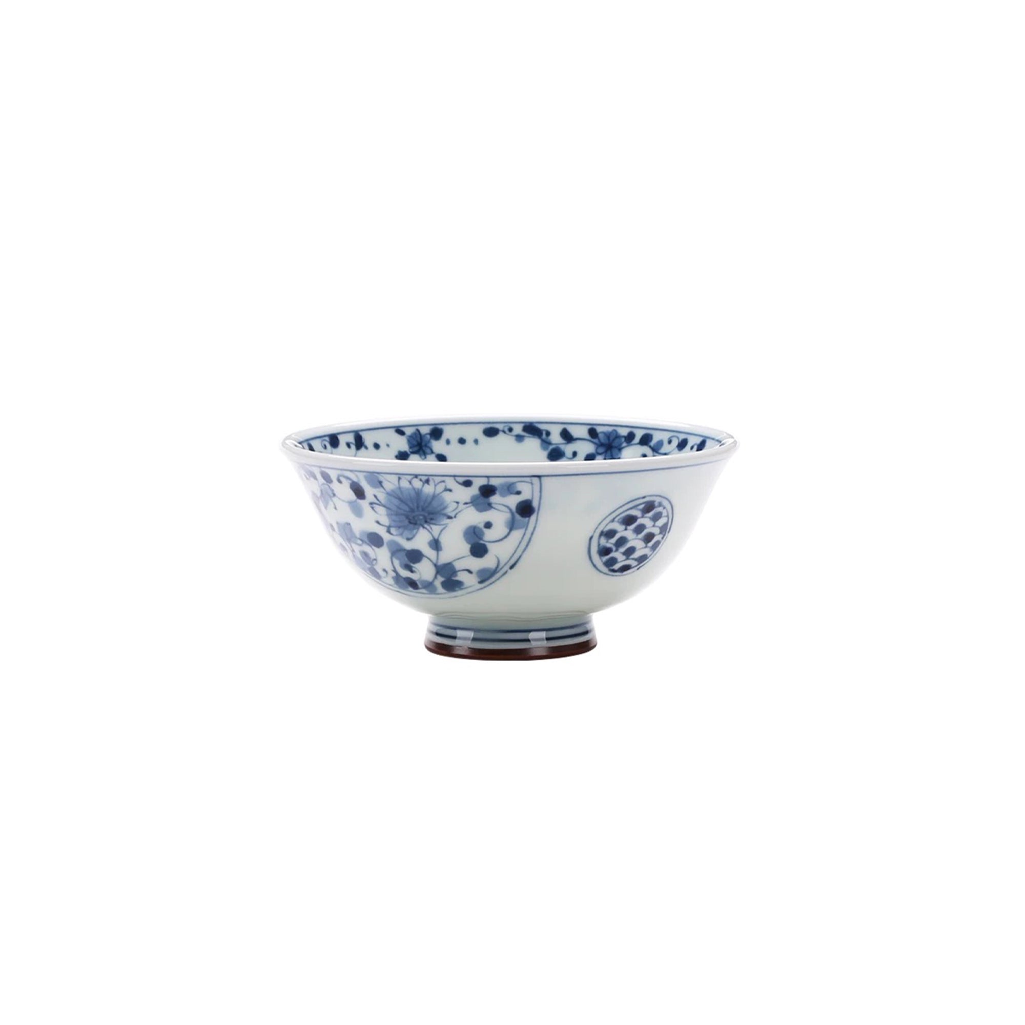 Blue and White Ceramic Bowl with Blue Glaze