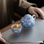 Blue and White Silver-Gilded Tea Set