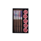 Sakura Blossom 5-Pair Chopstick Set with Ceramic Rests
