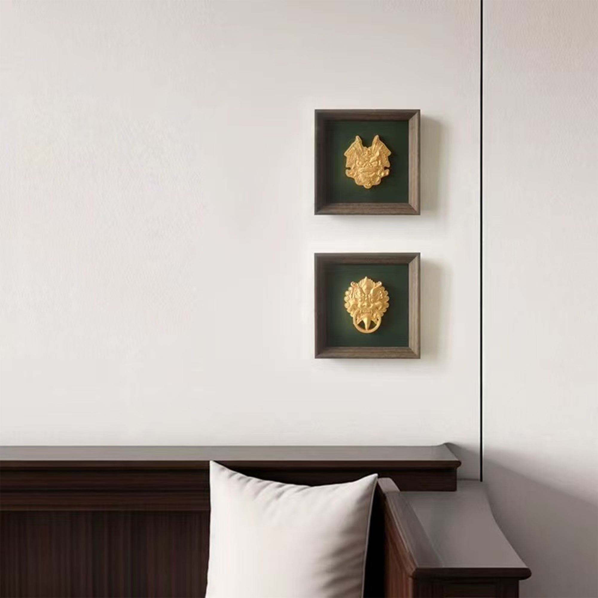 Asian-Inspired Golden Relief Framed Wall Art 215x215