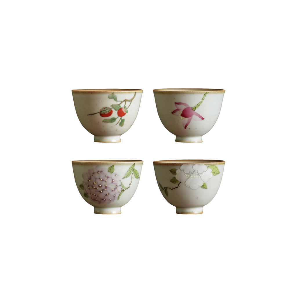 Handpainted Bloom Ceramic Tea Cup Set