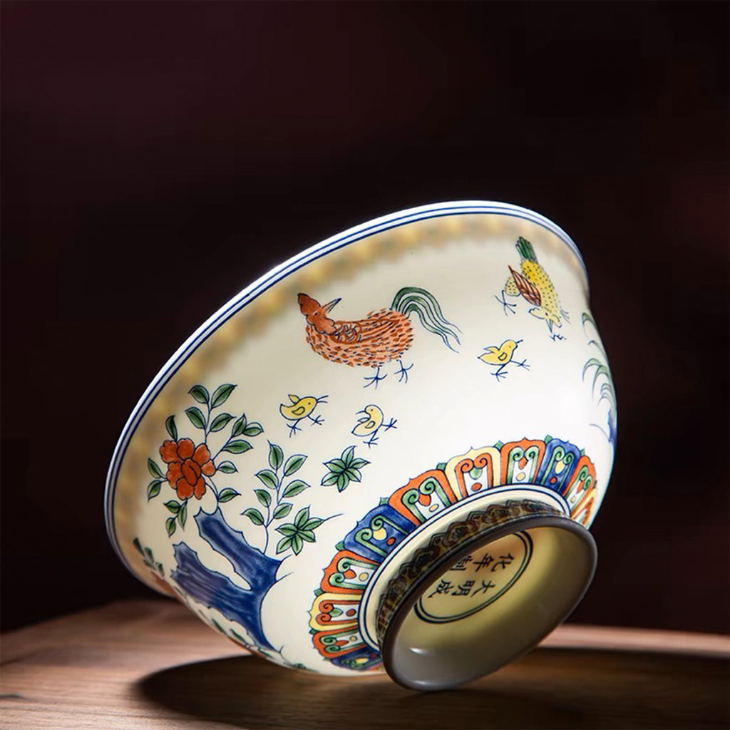 Hand-Painted Antique-Style Golden Harvest Ceramic Bowl