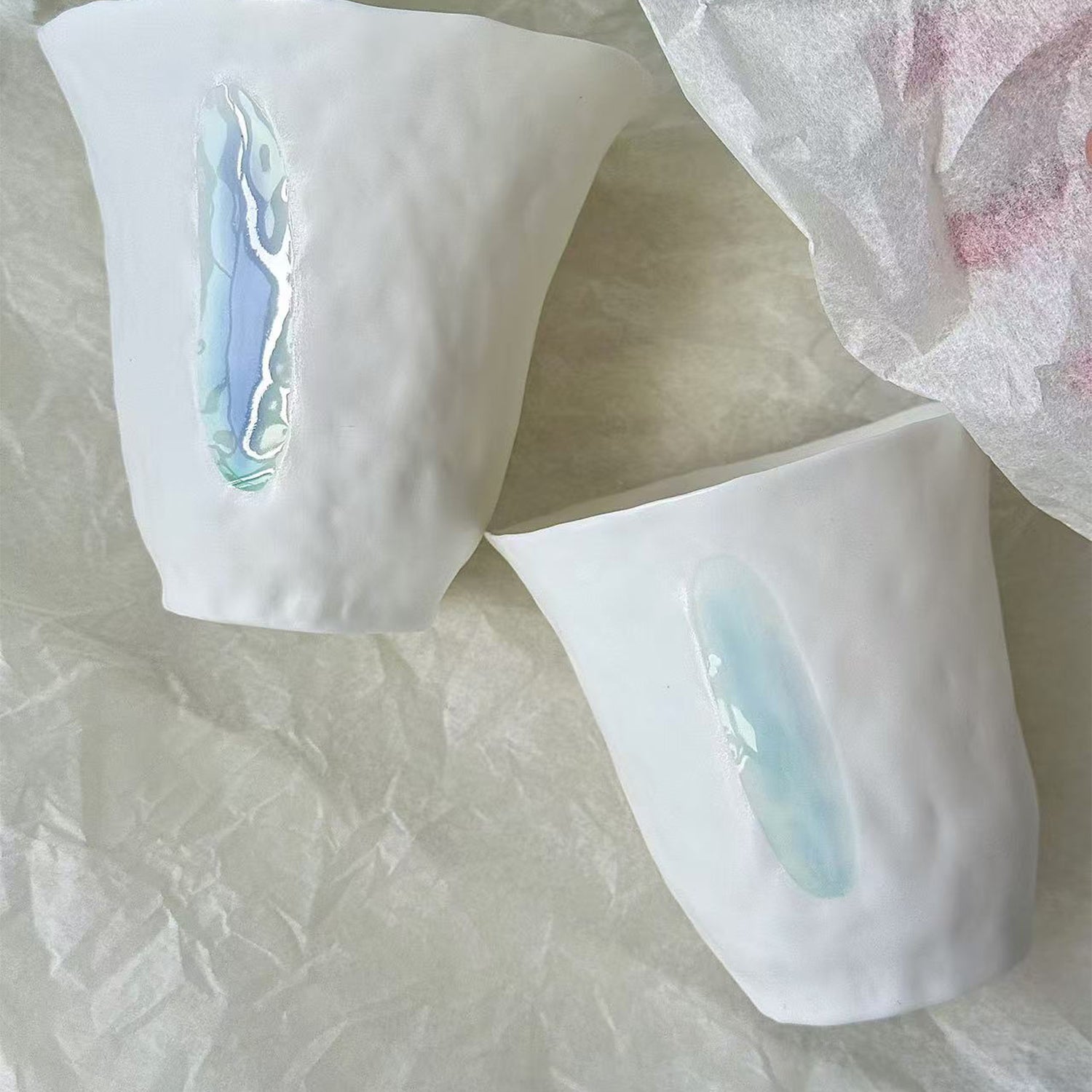 Jiayu · Flowing Eternity · Hand-Pinched White Porcelain Cup