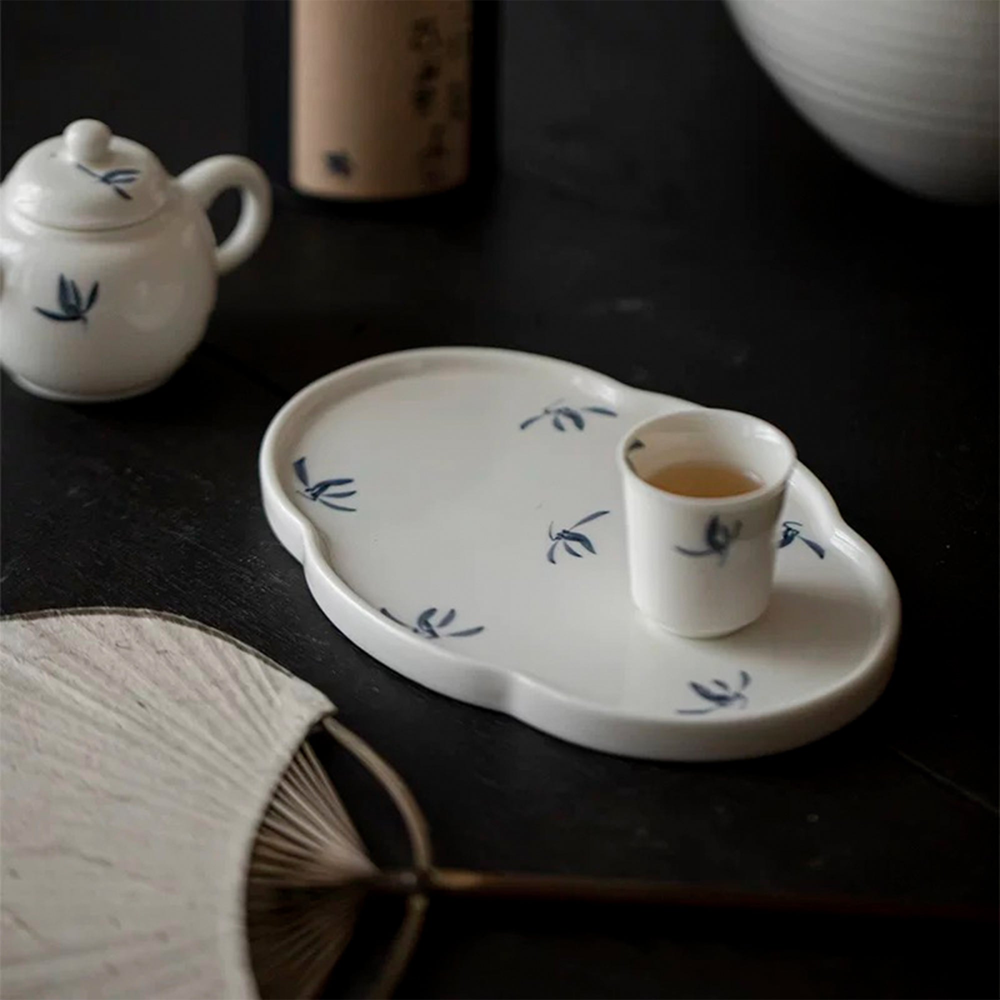 Hand-Painted Autumn Orchid and Crabapple cake Plate