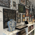 Chinese Ink Painting with Gold Trim Porcelain Vase