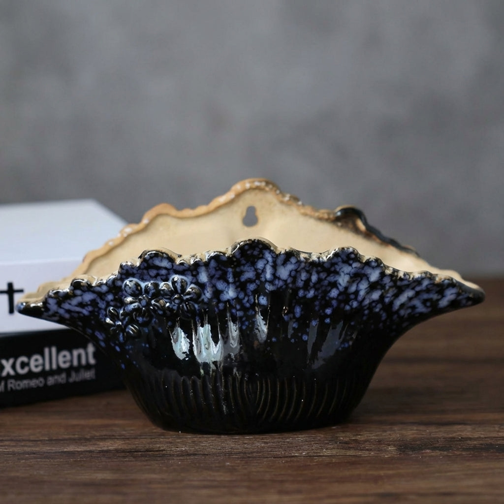 Eclipsed Bloom Ceramic Wall Vase