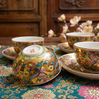 Golden Lotus Enamel Guangcai Hand-painted Tea Bowl