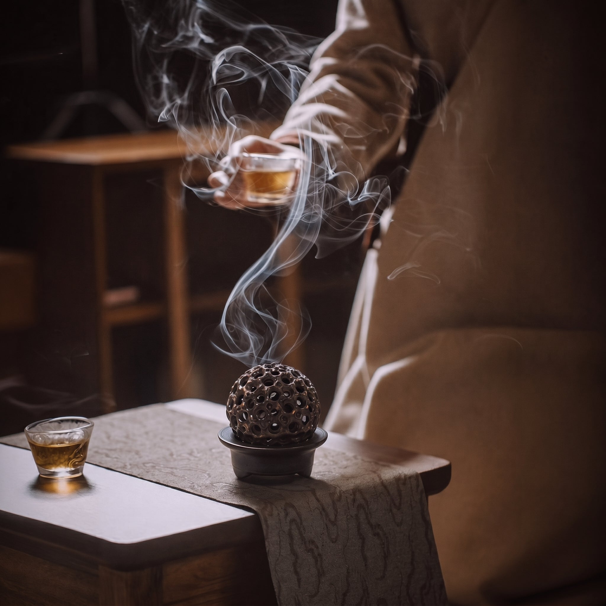 Dragon Ball Porcelain Incense Burner with Incense Sticks — Taihu Stone Sculpture