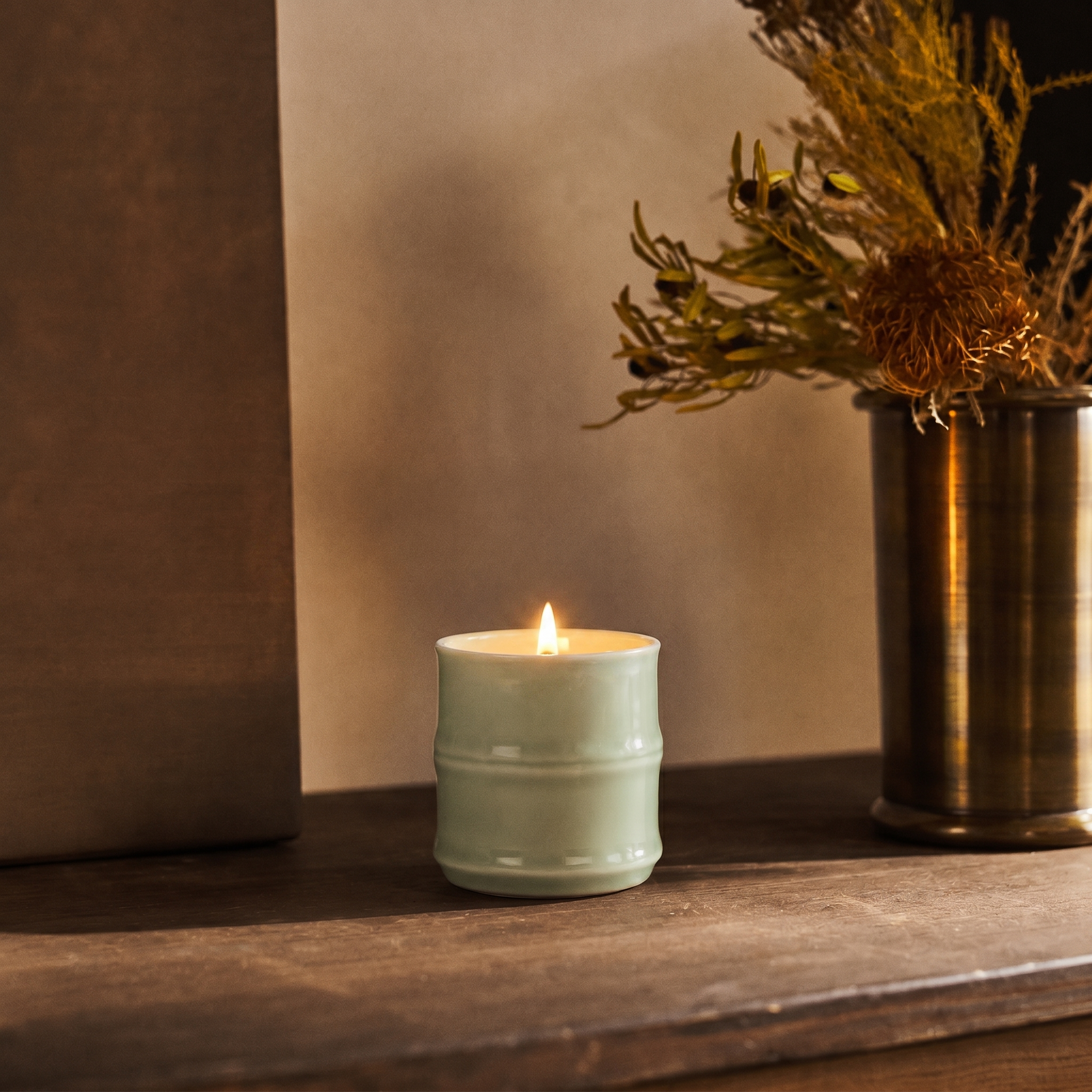 Bamboo Celadon Porcelain Candle | Moso Bamboo Soy Wax