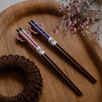 Sakura Blossom 5-Pair Chopstick Set with Ceramic Rests