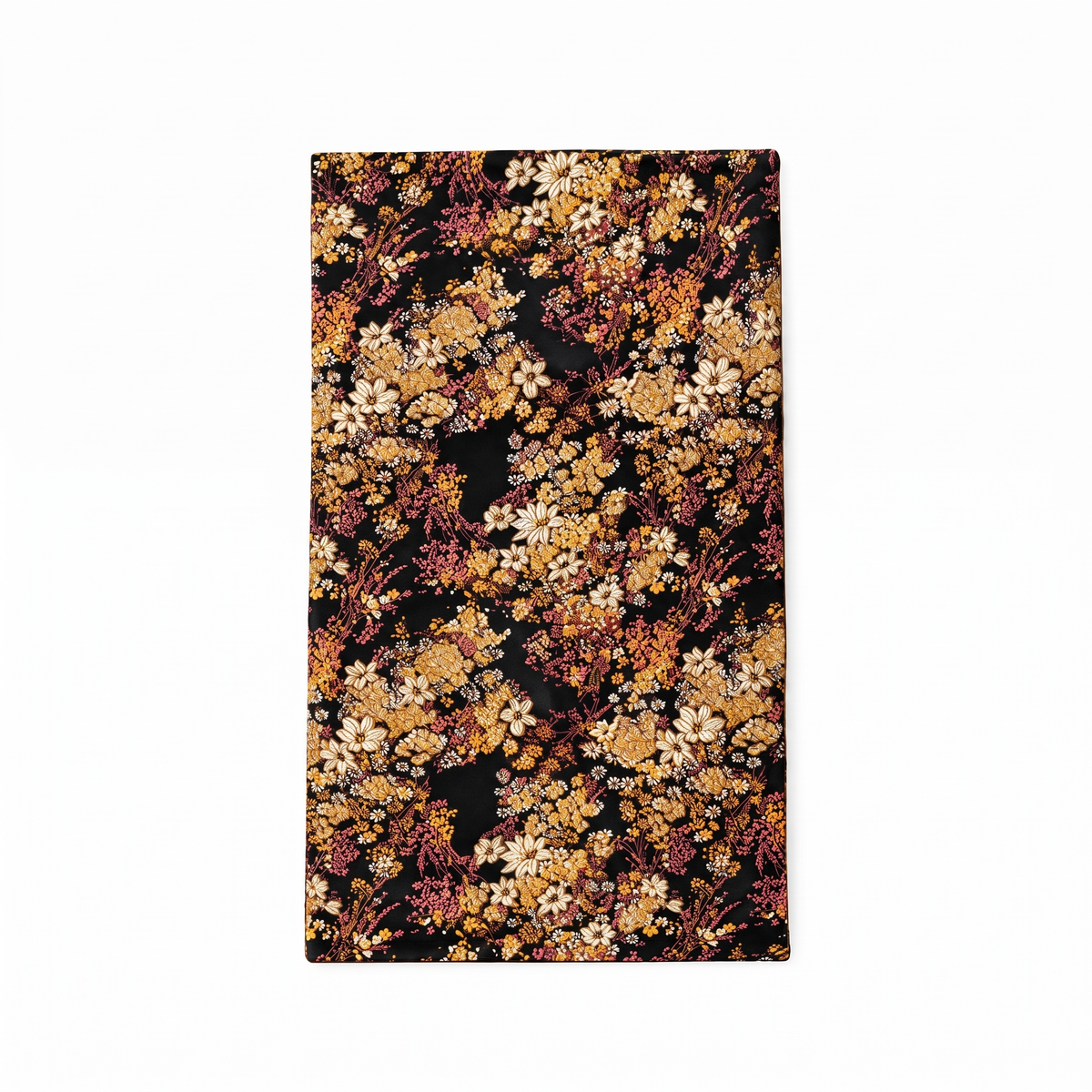 Midnight Blossom – Black & Gold Floral Brocade Gongfu Tea Mat