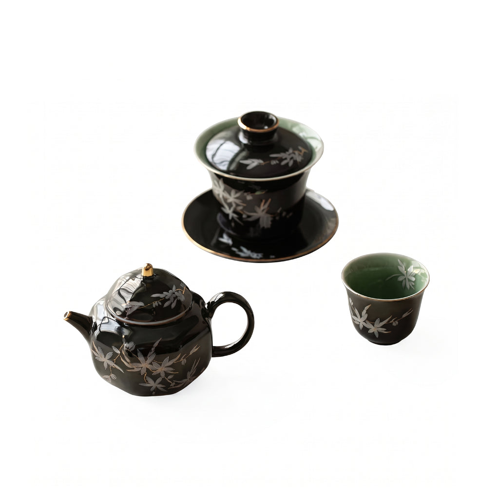 Black Gold Glaze Hand-painted Tea Set