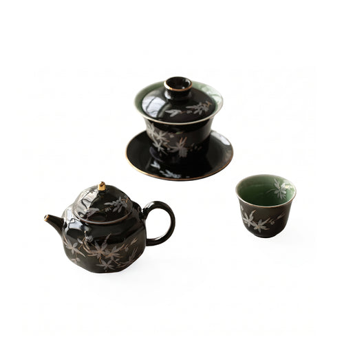 Black Gold Glaze Hand-painted Tea Set
