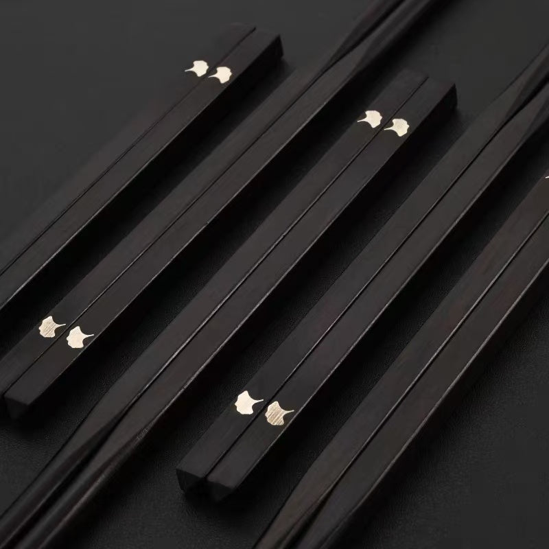 Noir Ginkgo Silver Leaf Ebony Chopsticks
