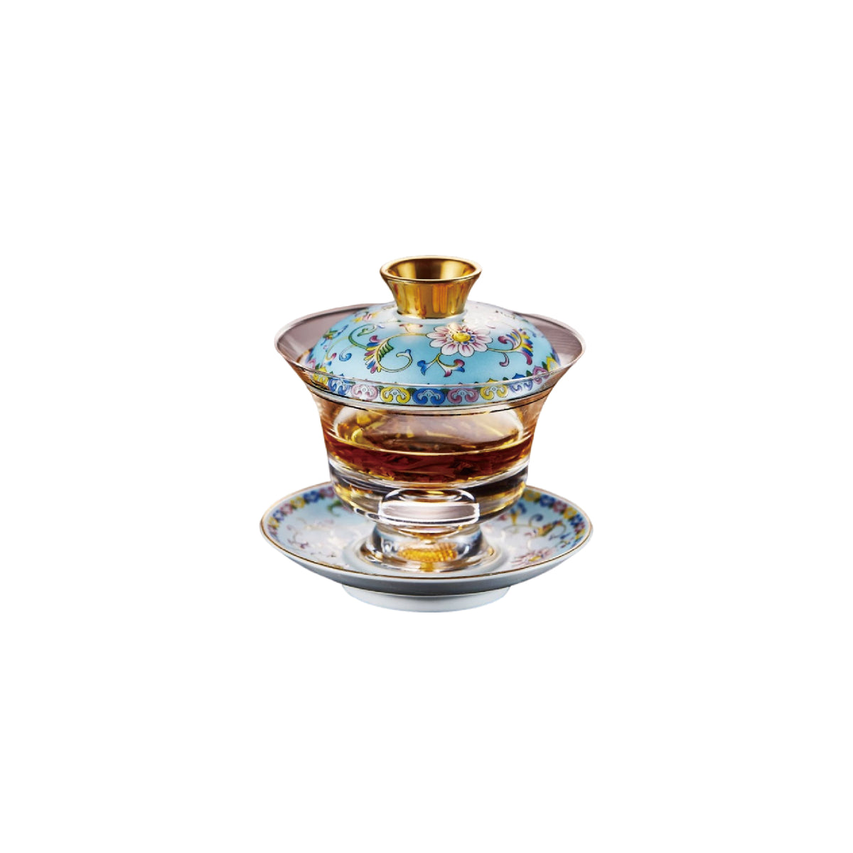 Chinese Tea Cup with Lid - Fong's Golden Traditional Gaiwan