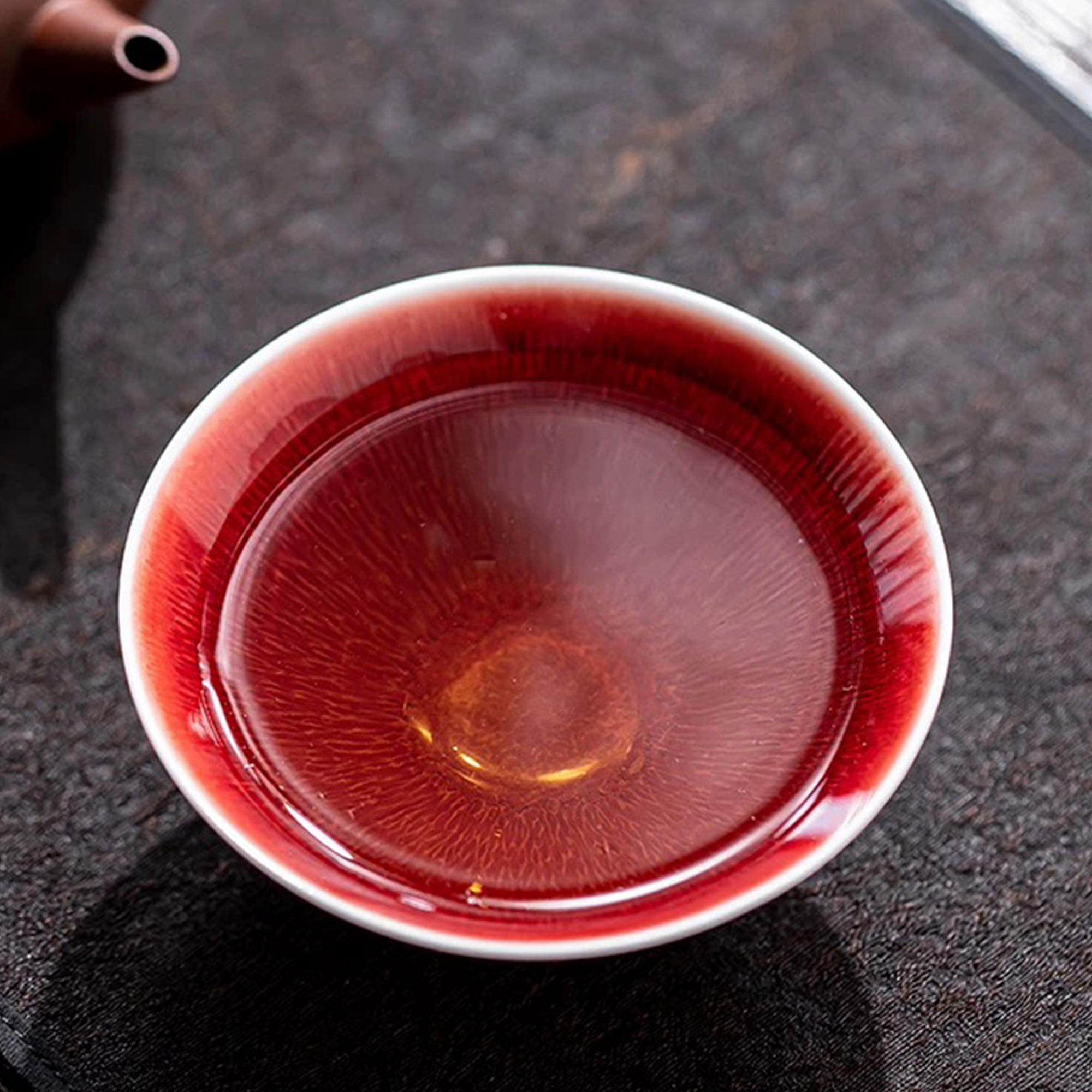 Lang Red Glaze Handcrafted Fine Porcelain Tea Cup