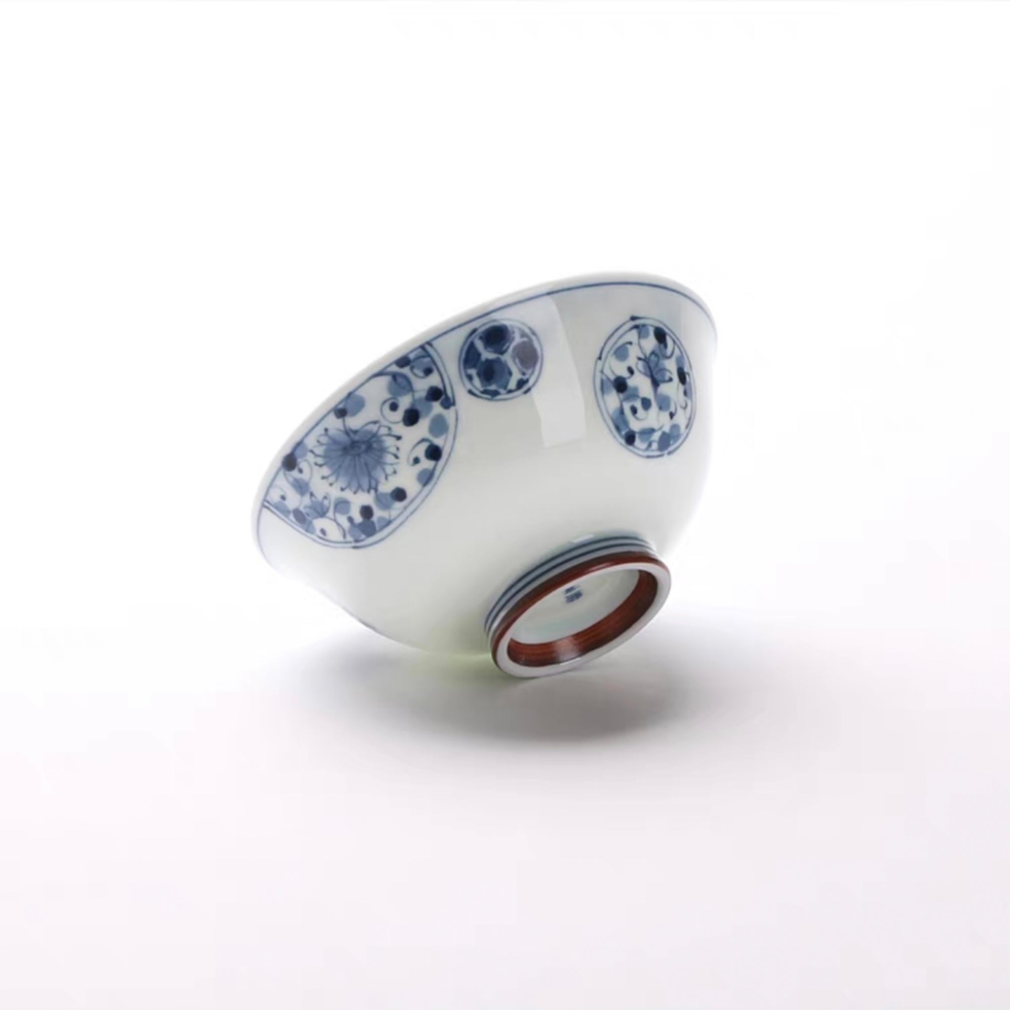 Blue and White Ceramic Bowl with Blue Glaze