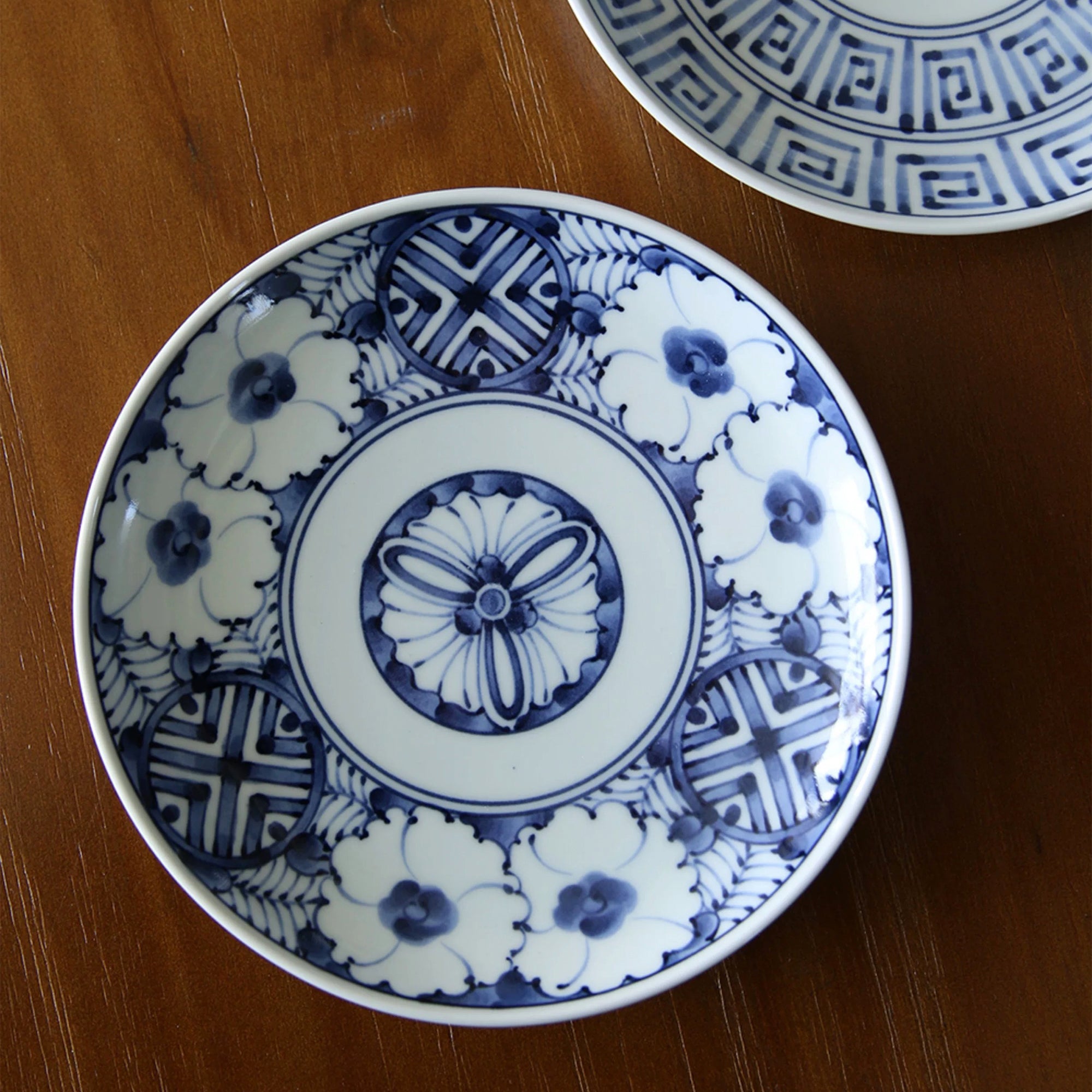 Hand-Painted Indigo Pattern Plate