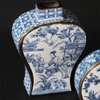 Chinese Ink Painting with Gold Trim Porcelain Vase