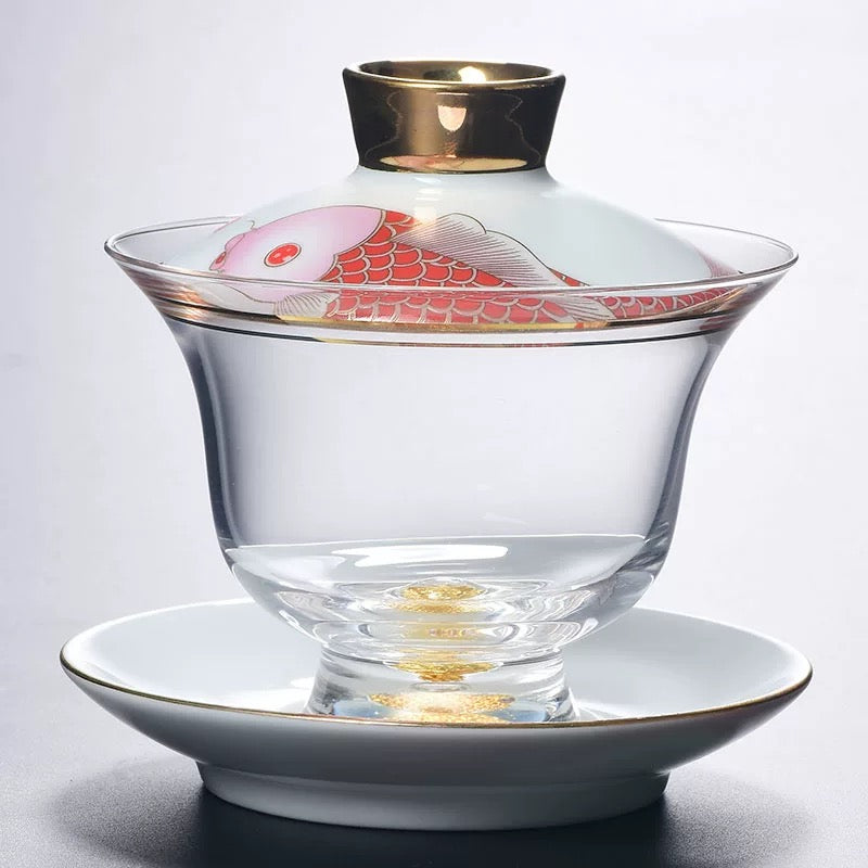 Chinese Tea Cup with Lid - Fong's Golden Traditional Gaiwan