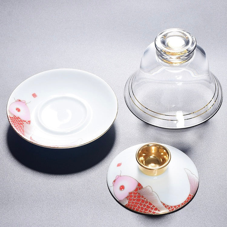Chinese Tea Cup with Lid - Fong's Golden Traditional Gaiwan