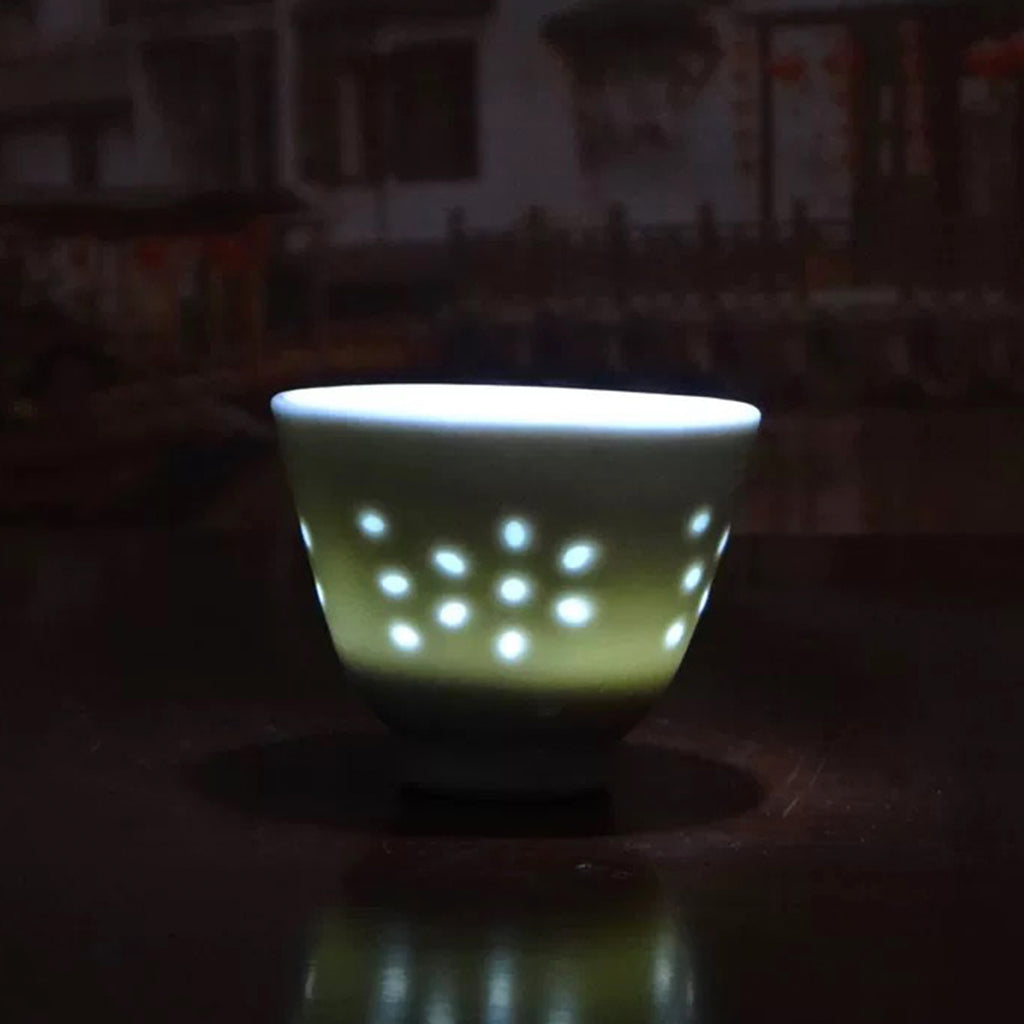 White Rice-Pattern Porcelain Ergang Cup