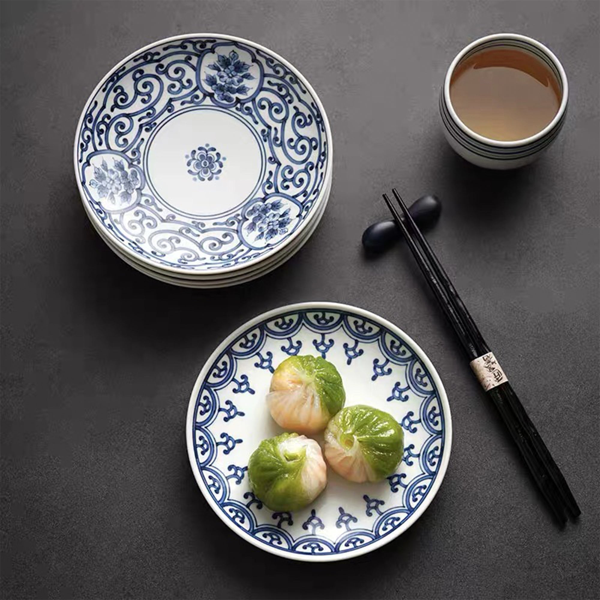 Hand-Painted Alternating Blue and White Plate