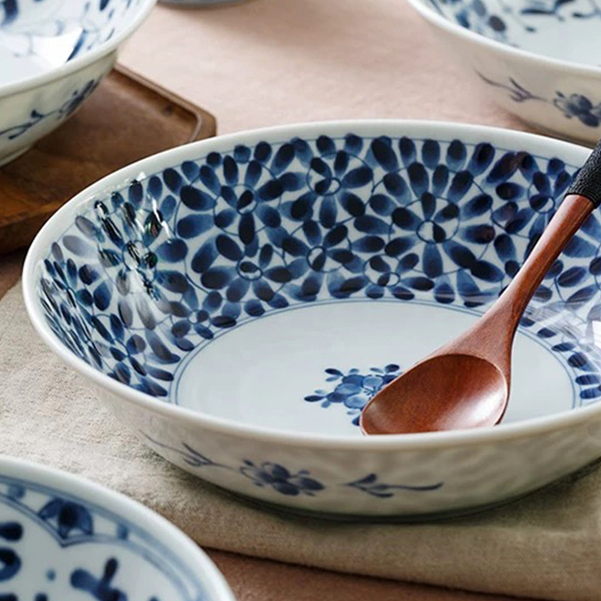 Blue and White Arabesque Deep Porcelain Plate