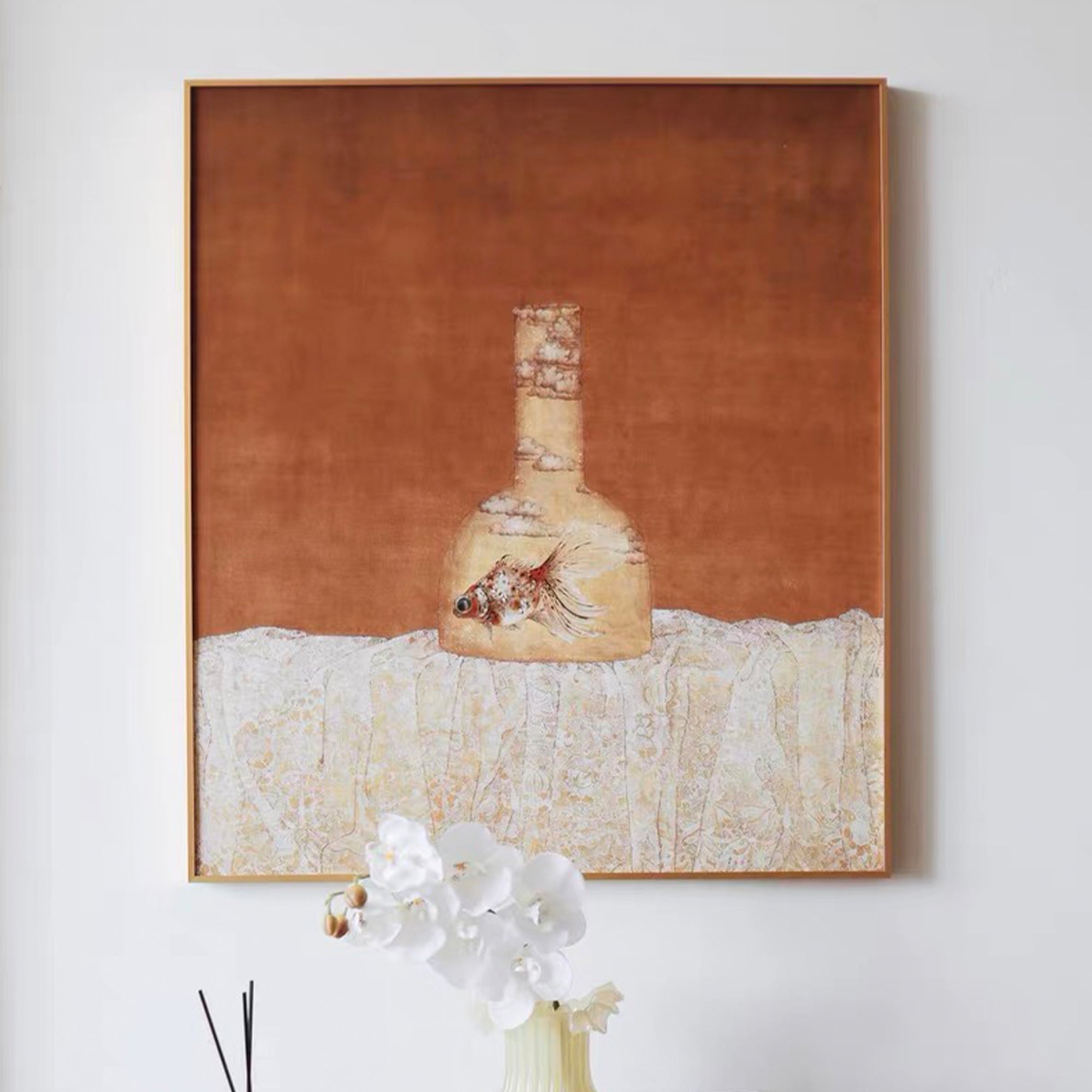 Melancholy Goldfish Painting on Canvas 400x500