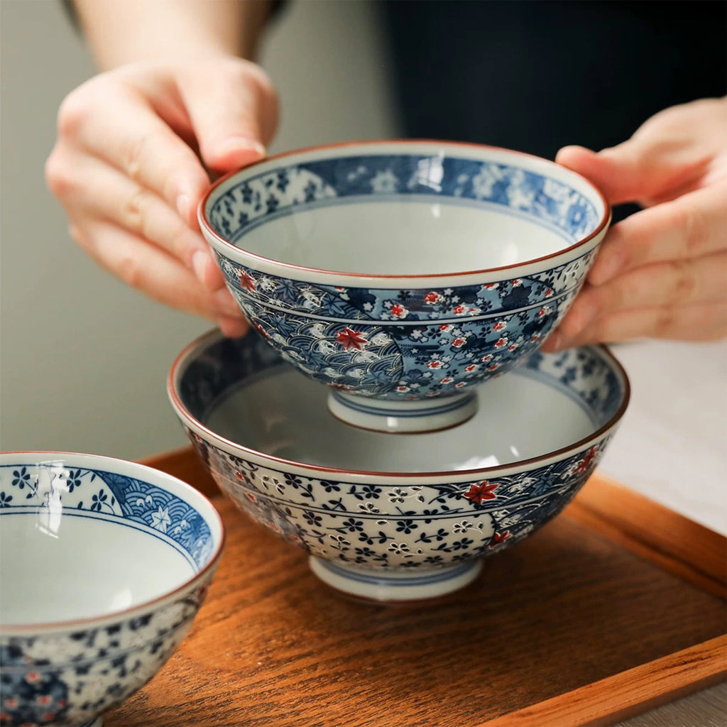 Hand-Painted Antique-Style Maple Bowl
