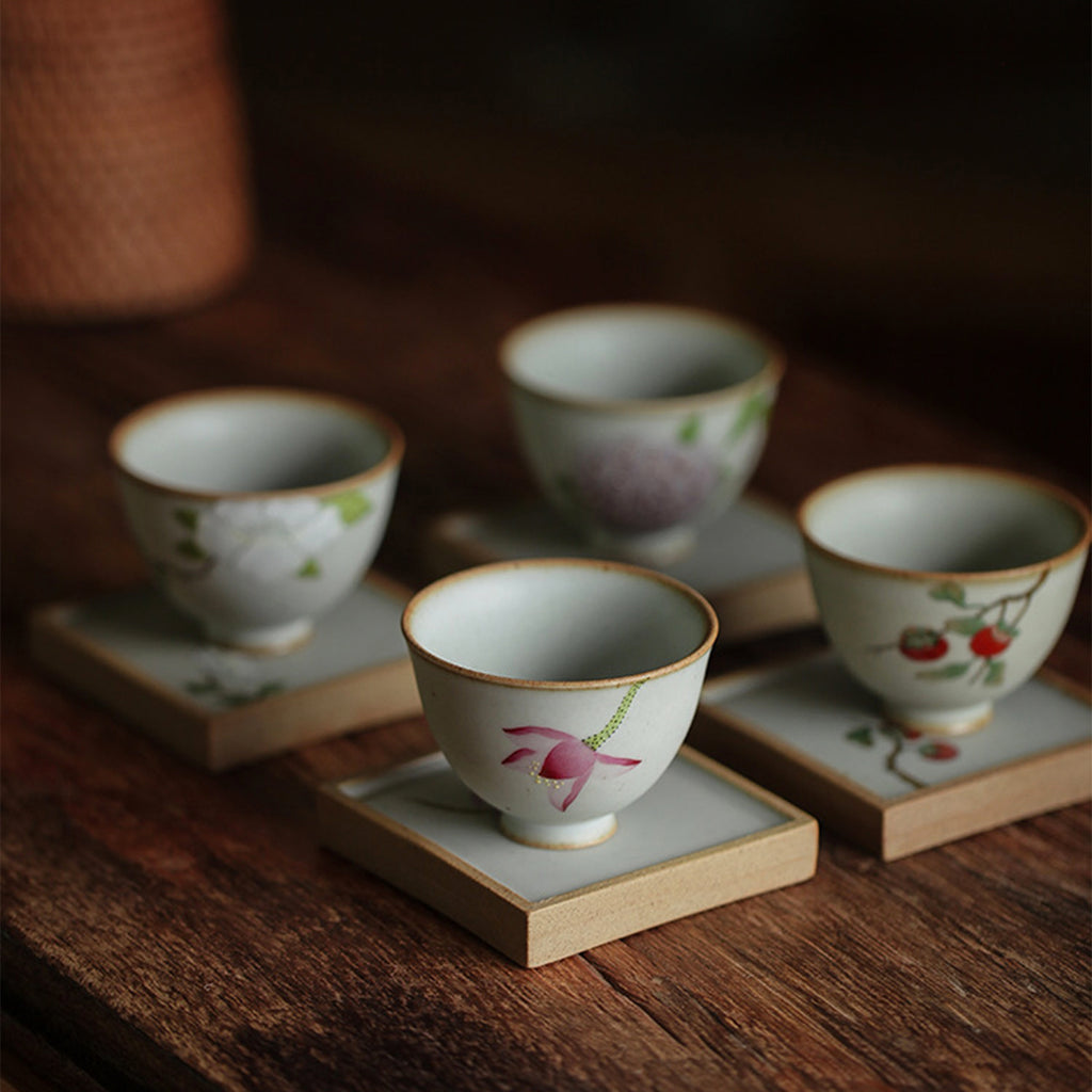 Handpainted Bloom Ceramic Tea Cup Set