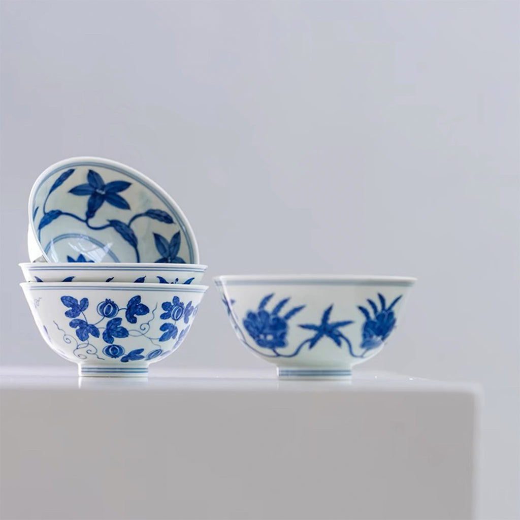 Floral Blue Porcelain Bowl