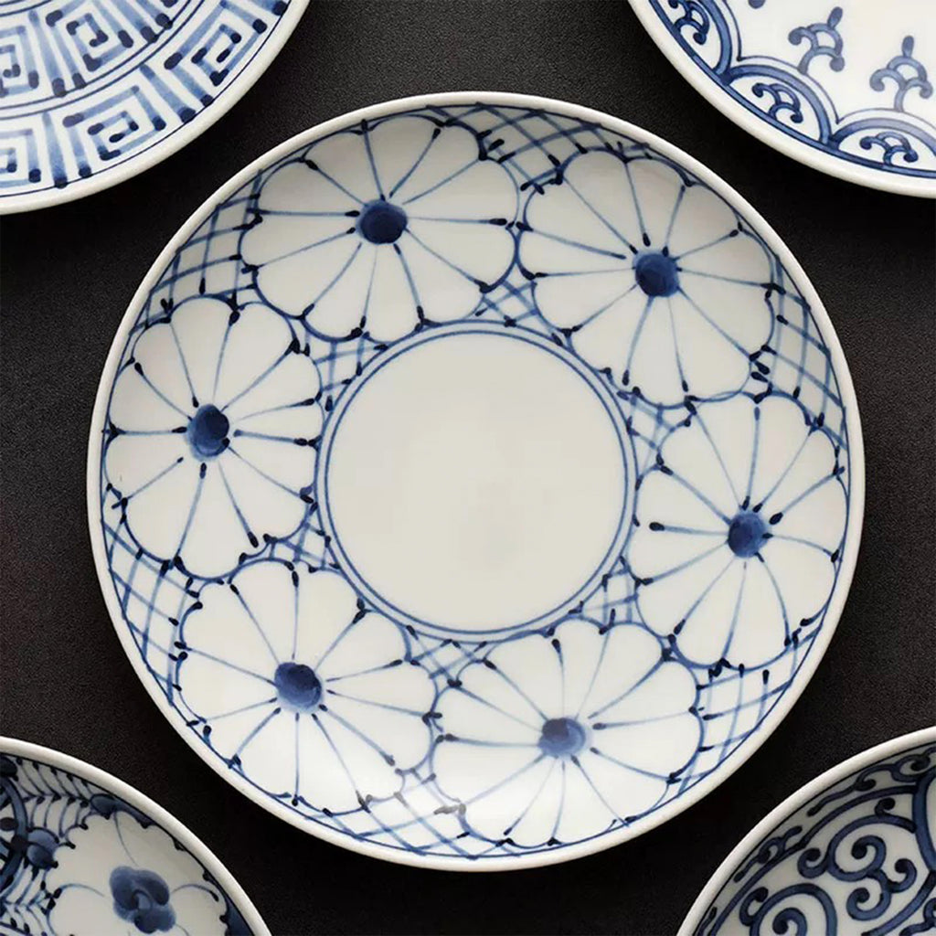 Hand-Painted Indigo Petal Plate