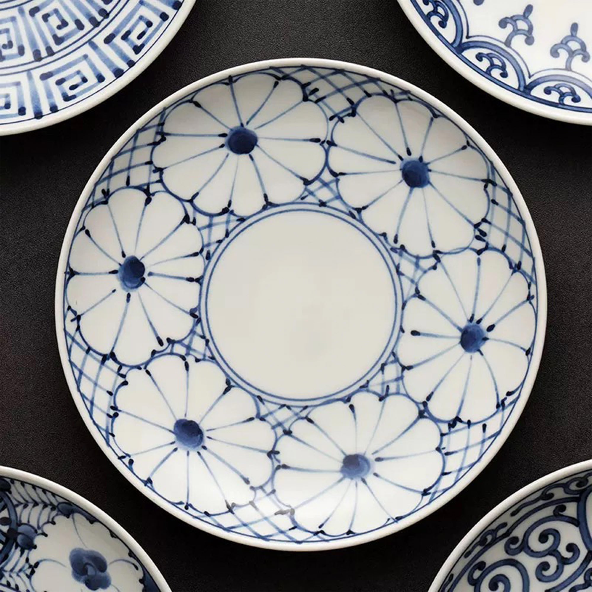 Hand-Painted Indigo Petal Plate