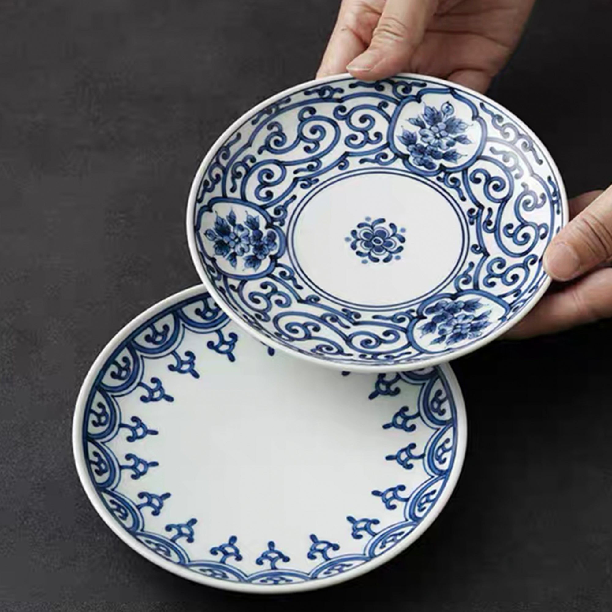 Hand-Painted Alternating Blue and White Plate