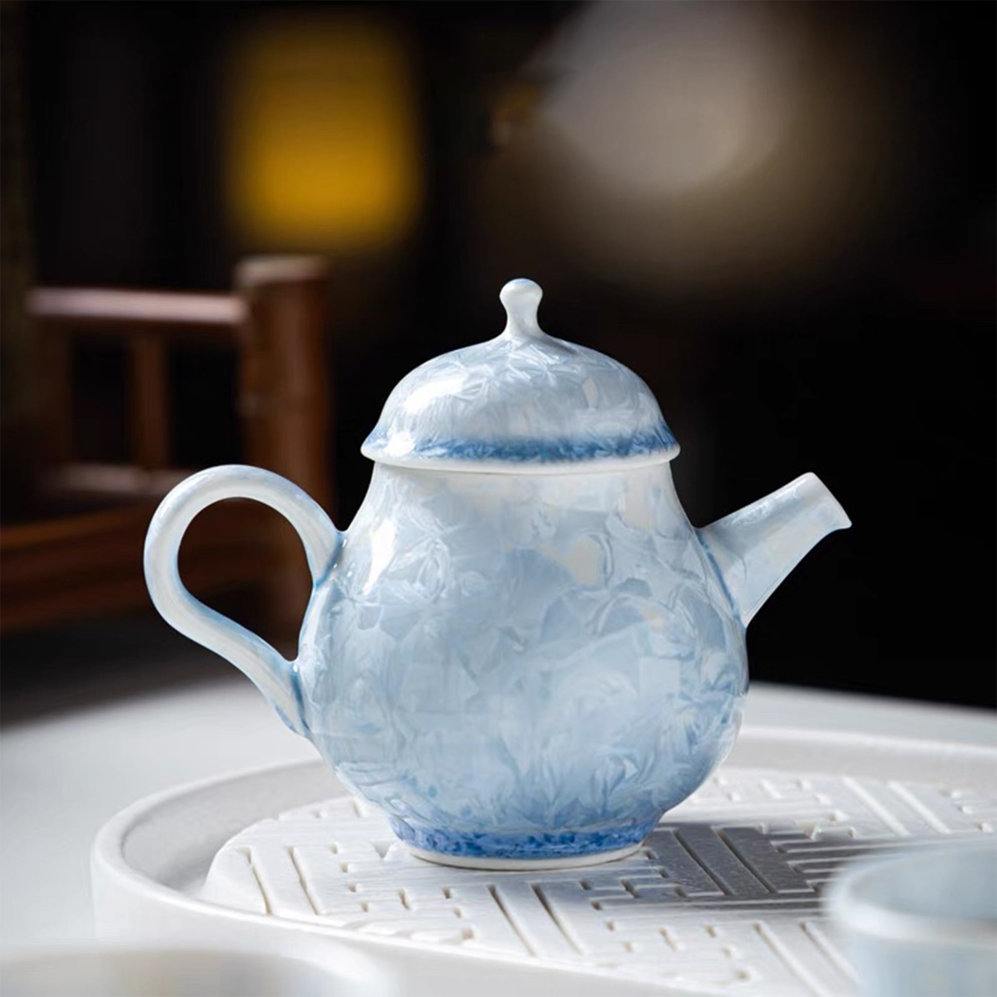 Snowflake Kiln-Transformed Crystal Tea Set