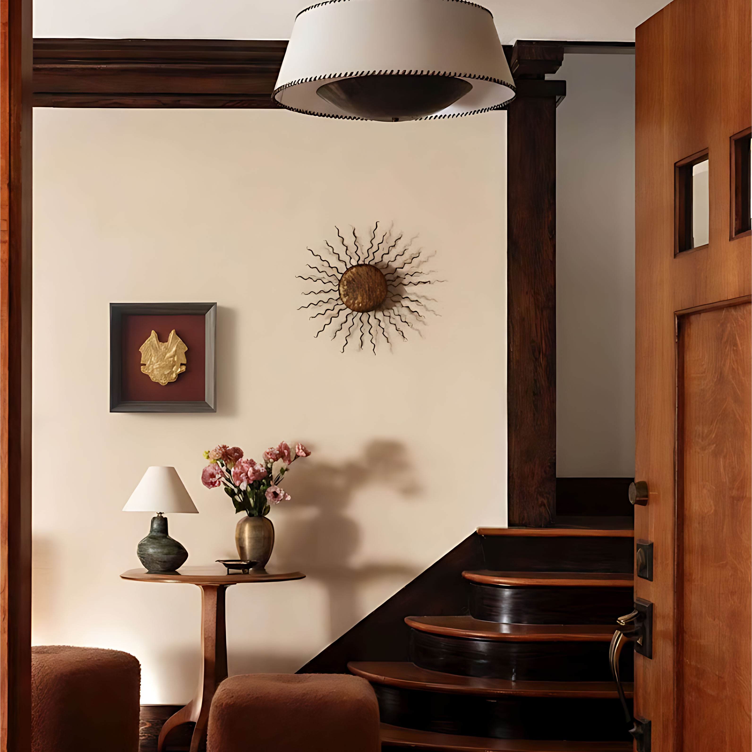 Asian-Inspired Golden Relief Framed Wall Art 215x215