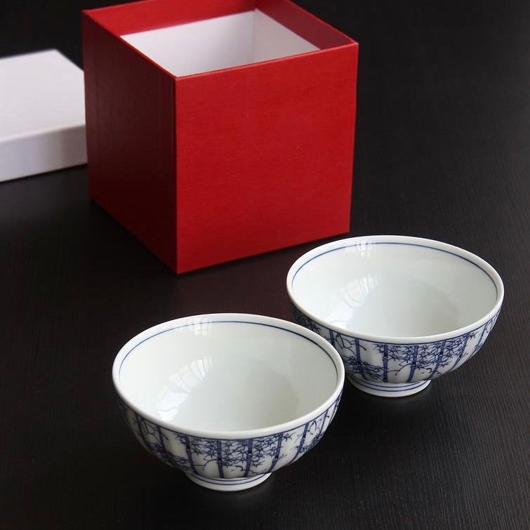 Nagasaki Bamboo Porcelain Bowl Set of 2