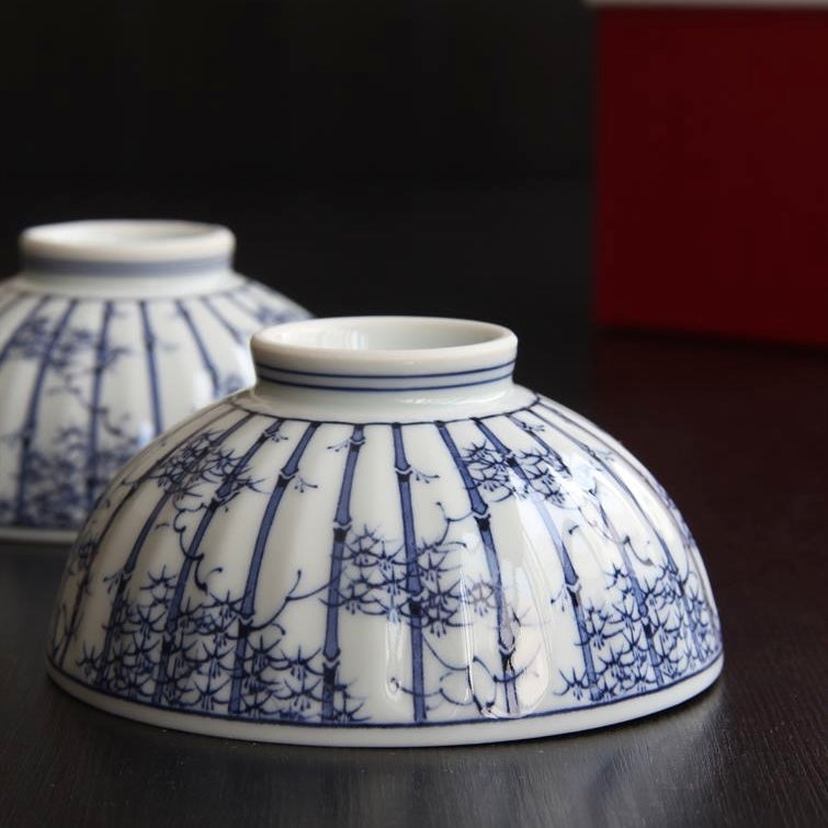 Nagasaki Bamboo Porcelain Bowl Set of 2