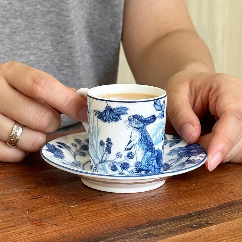 Birkley Hand-painted Porcelain Espresso Cup with Plate