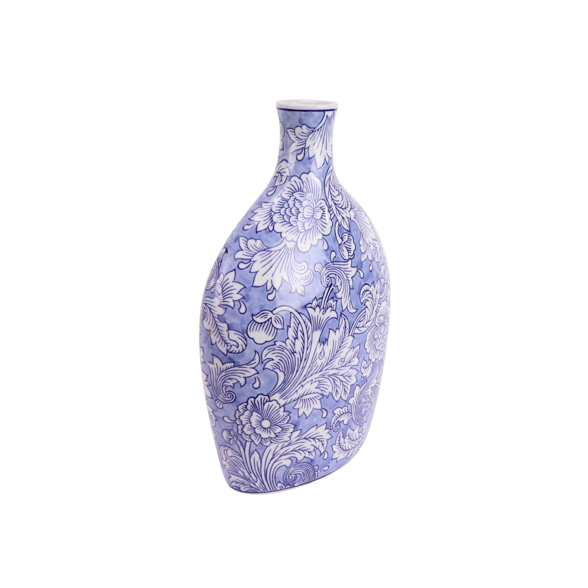 Modern Chinese Blue and White Floral Vase