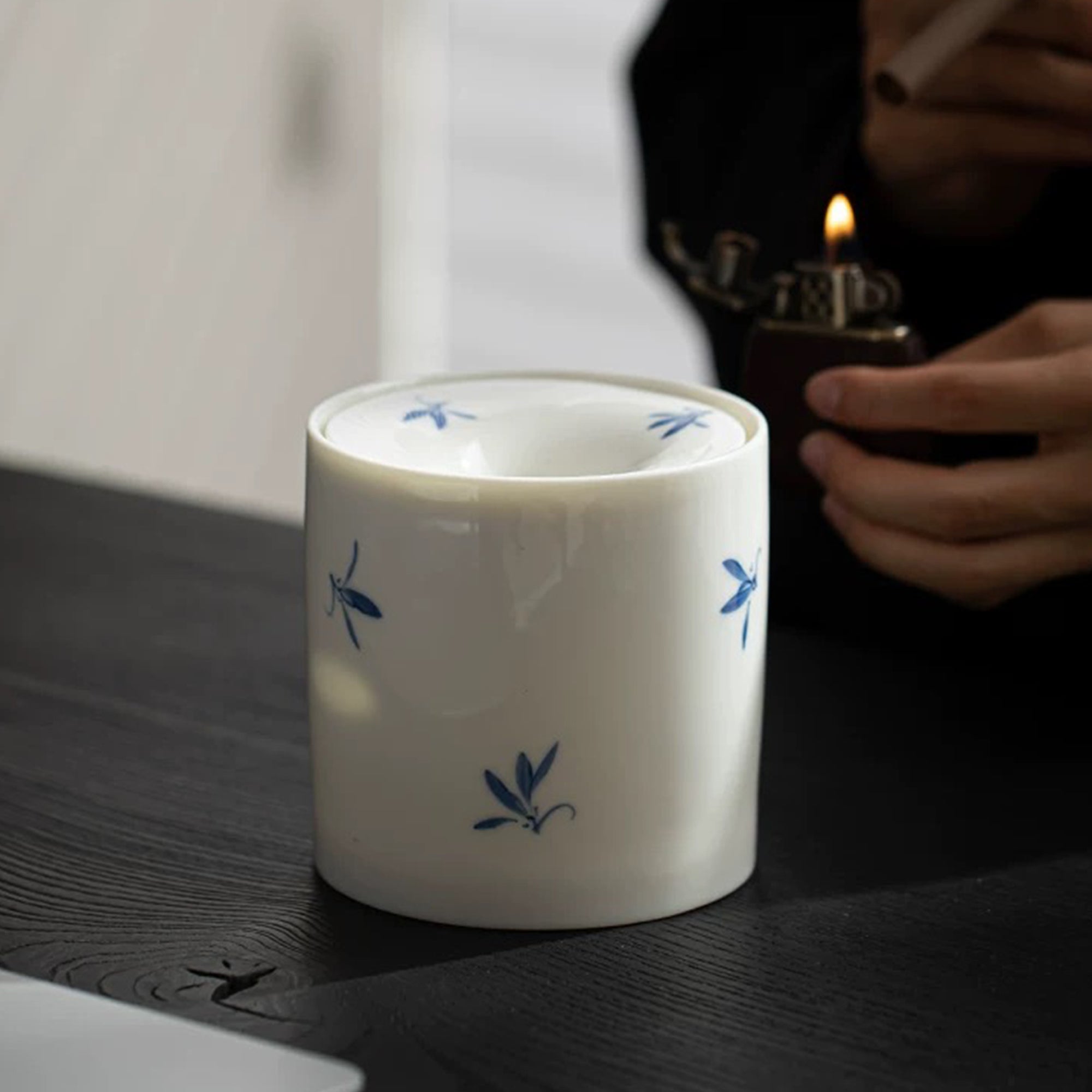 Hand-Painted Butterfly Orchid Ashtray